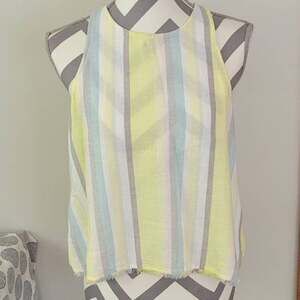 Cloth and Stone Striped Tank Linen Blend Size Small
